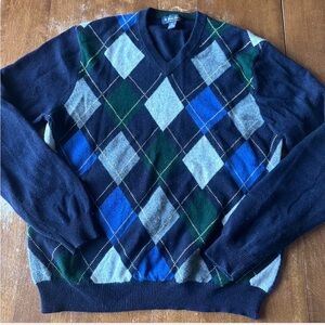 Brooks Brothers V-Neck Argyle Sweater - Black, Blue, Green, Gray